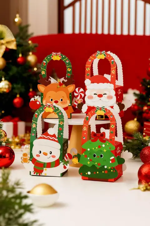 クリスマス用アップルギフトボックス【カートゥーン雪だるま・お菓子・子供向け】