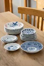 青花瓷製 小皿【日本製・家庭用・陶器】