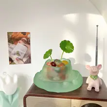 ガラス製観葉植物用フラワーベース【豊潤な琉璃デザイン・水培容器・トレイ付き】