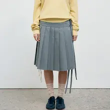 クラシックなプリーツミニスカート【ハイウエスト・Aライン・ドローストリングデザイン】