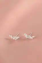 925スターリングシルバー製 小麦穂デザインのピアス【個性的・石付き・女性用】