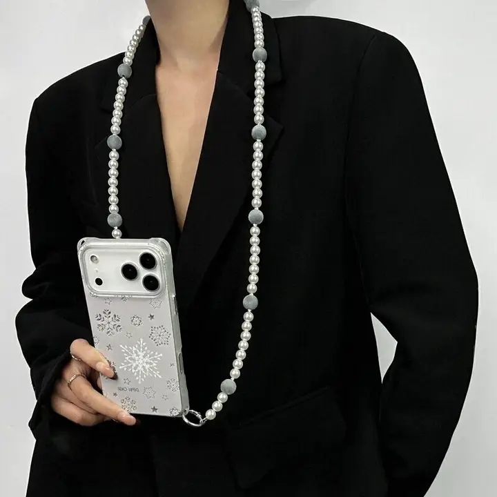 冬用 雪の結晶デザインの四角開孔スマホケース【iPhoneやHuaweiなど対応】