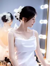米白色の大きな手作り花のヘッドドレス【結婚式用・フォトシューティング対応】