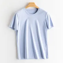 上質素材のラウンドネックとVネックのシルクタッチコットン短袖Tシャツ【春向け・女性用】