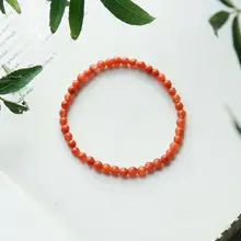 南紅天然アゲート使用の小米珠ブレスレット【美しい赤と緑のアクセント】（セットアップ対応）