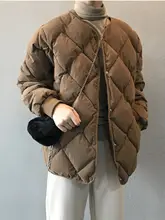 冬用ダウンコート【短丈・菱形デザイン・大きいサイズ・フードなし】