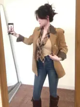 美式ヴィンテージ高腰スキニージーンズ【女性用・秋冬・ストレッチ・スリム・ペンシルパンツ】