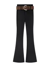 黒のフレアスーツパンツ【レディース・ハイウエスト・カジュアル・シンプルデザイン】