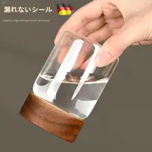 高硼硅ガラス製 ミニ携帯型ティーキャニスター【コーヒー豆保存用・密閉・木製蓋付き】