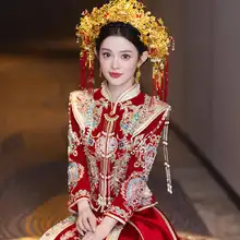 夏用秀禾服【新中式・重工デザイン・小柄対応・結婚式用】