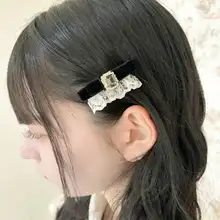 ヘアアクセサリー サイドクリップ ベルベット ラインストーン レース フェミニン キュート