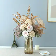 フェイクフラワー 北欧スタイル リビング装飾 透明ガラスの花瓶