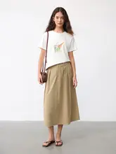高ウエスト　シルエットを引き立てる　Aラインスカート【カジュアル＆通勤用・夏用・落ち感あり】
