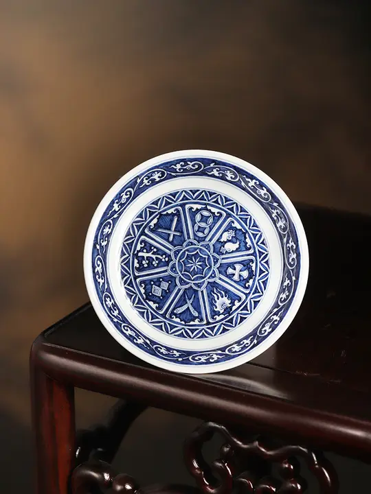 元青花八宝小壺【直径13.3cm・景徳鎮陶器・美しい絵柄】