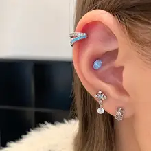 RINGRING チタン製 U型ピアス【女性用・独特なエッジデザイン・高位置用・耳骨ピアス】