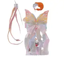 ペット用刺繍蝶モチーフのグラデーションメッシュスカート【猫・犬用・胸部ハーネス付き】