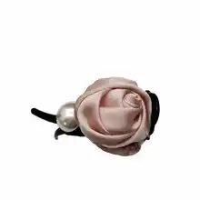 バラの花デザインのサテンヘアクランプ【三歯・ビンテージスタイル・後頭部用】