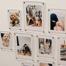 写真立て 冷蔵庫デコ アクリル 透明 マグネット式 チェキ 写真飾り インテリア