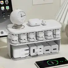 デスク用多機能充電ケーブル整理ボックス【大容量・スリムデザイン】