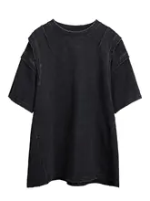 半袖Tシャツ メンズ 厚手 ヴィンテージ加工 パッチワーク デコンストラクション オーバーサイズ ストリート ダーク系