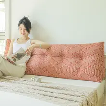 夏用コットンリネン製ベッドヘッドクッション【取り外し可能・防衝撃・大きな背もたれ・窓辺用】
（セットアップ対応）