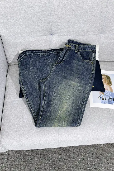 ハイウエストデニムパンツ【アメリカンレトロ風・フレアデザイン・春秋用】