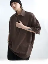 男女兼用 オーバーサイズ 無地短袖ポロシャツ【肌理のある柔らかな質感】
