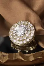 高級ジルコンボタン【金色・丸型・水晶付き・コート用】