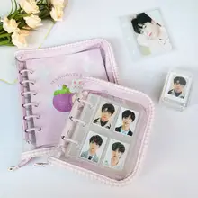 チェック柄A8ミニ3穴ジッパー式カードブック【3インチ・収納アルバム】