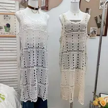 レトロな花飾りのレースマキシワンピース【ノースリーブ・重ね着対応】