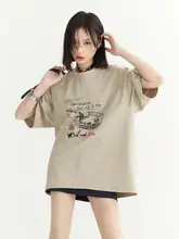 万有引力博物館グラフィティプリント 半袖Tシャツ【女性用・綿100%・ゆったりシルエット】
