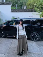 高級感あるレトロなAラインスカート【ハイウエスト・コットンリネン・不規則デザイン】