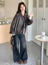 カフェブラウンのレザージャケット【バイクスタイル・春秋用・女性用】