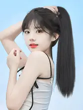 女用ウィッグ ポニーテールクリップ【自然な長さのストレートヘア・高ポニーテール・夏用】