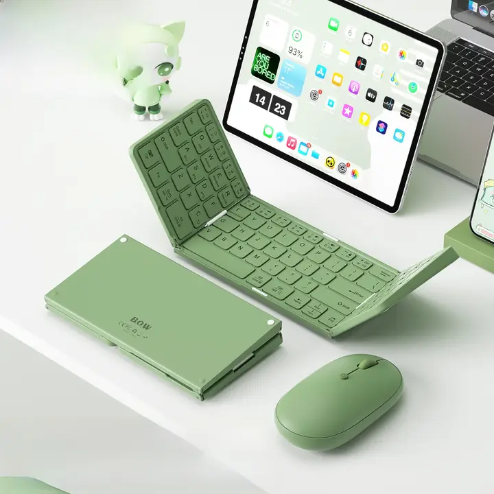B．O．W キーボード マウス 2点セット 折りたたみ式 Bluetooth 静音 スマホ タブレット PC 対応 レディース 「BOW」