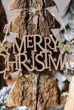 木製ゴールド文字クリスマスツリーデコレーションオーナメント【掛け式・ギフト用】