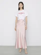 アセテートサテン製のロングフレアスカート【ダブルフェイス・フィッシュテールデザイン】