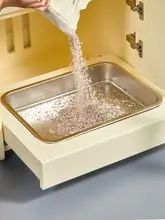 大容量ステンレス製オープンキャットトイレ【防飛び散り・メインクーン対応・猫砂用】