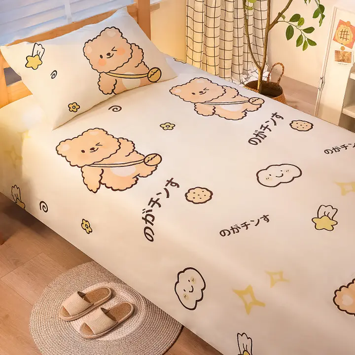 インスタ風デザインのダブルサイズベッドシーツ【夏用・柔らかなフランネル】（セットアップ対応）