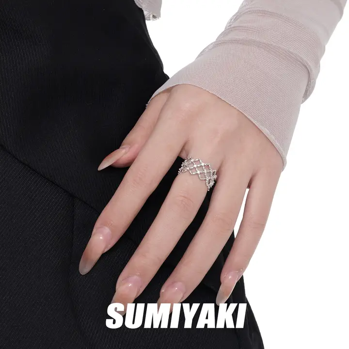SUMIYAKI デザインのダイヤモンドカット風リング【オープンデザイン・カップル用・シンプルスタイル】