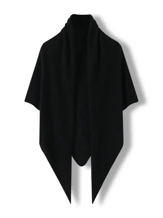 山羊絨製 無地の三角ショール【秋冬向け・保温・スタイリッシュ】