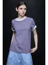 バイカラーのクルーネックショートスリーブTシャツ【女性用・シンプルデザイン】（セットアップ対応）