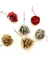 プラスチック製 松の実デザイン ゴールドクリスマス装飾【シルバーの挿し木・手作りDIY材料】