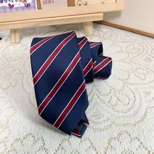 アイスクリームとクジラのストライプ手作りネクタイ【JK制服小物・デザイン】（セットアップ対応）