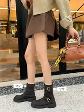 レザー製 ヴィンテージ調バイカーブーツ【ダブルバックル・厚底・ラウンドトゥ】