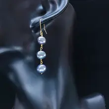 TXMT デザイン 天然淡水パール バロックフリンジロングイヤリング【女性用・スリム効果】