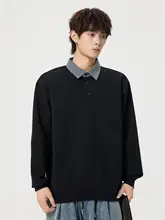 カジュアルデザインの秋用メンズ長袖トップス【襟付き・ゆったりシルエット・重厚感】（セットアップ対応）