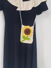 手編みの花柄透かし手機ケース【レトロデザイン・フラワーニット・斜め掛け】