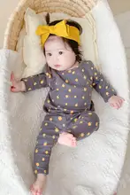 春秋用 韓国風 ベビー 長袖レモンプリント 綿100% 家庭用トップスとパンツ【快適・キッズファッション】（セットアップ対応）