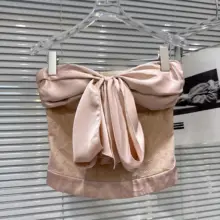 スイートな雰囲気のリボン付きバタフライノット魚骨デザインの タンクトップ【女性用・ウエストシェイプ・春夏向け】